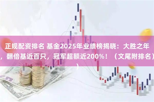 正规配资排名 基金2025年业绩榜揭晓：大胜之年，翻倍基近百只，冠军超额近200%！（文尾附排名）